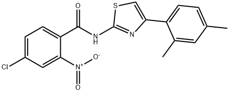 4-chloro-N-[4-(2,4-dimethylphenyl)-1,3-thiazol-2-yl]-2-nitrobenzamide Struktur