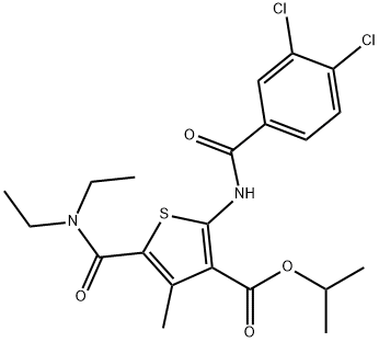 propan-2-yl 2-[(3,4-dichlorobenzoyl)amino]-5-(diethylcarbamoyl)-4-methylthiophene-3-carboxylate Struktur