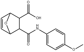 2-[(4-methoxyphenyl)carbamoyl]-7-oxabicyclo[2.2.1]hept-5-ene-3-carboxylic acid Struktur