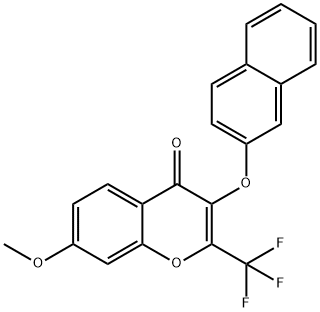 7-methoxy-3-naphthalen-2-yloxy-2-(trifluoromethyl)chromen-4-one Struktur