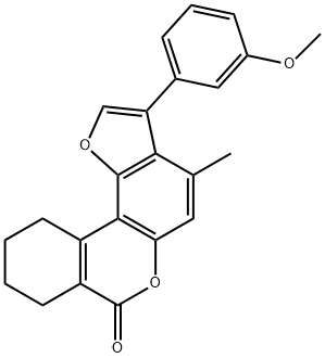 3-(3-methoxyphenyl)-4-methyl-8,9,10,11-tetrahydro-[1]benzofuro[6,7-c]isochromen-7-one Struktur