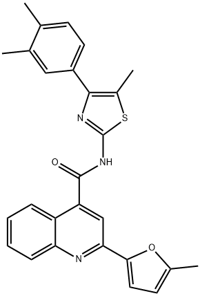 N-[4-(3,4-dimethylphenyl)-5-methyl-1,3-thiazol-2-yl]-2-(5-methylfuran-2-yl)quinoline-4-carboxamide Struktur