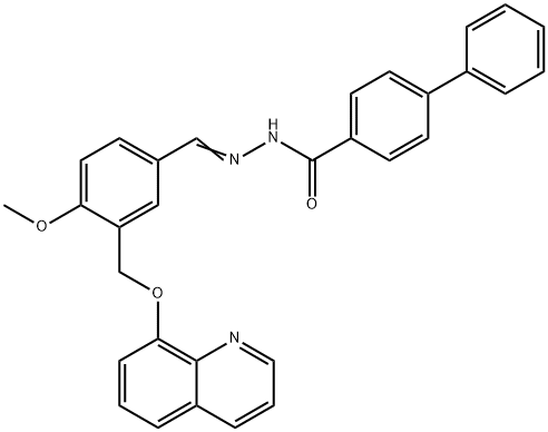 N-[(Z)-[4-methoxy-3-(quinolin-8-yloxymethyl)phenyl]methylideneamino]-4-phenylbenzamide Struktur