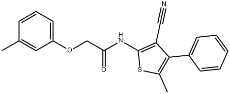 N-(3-cyano-5-methyl-4-phenylthiophen-2-yl)-2-(3-methylphenoxy)acetamide Struktur