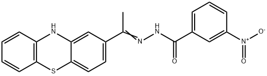 3-nitro-N-[(E)-1-(10H-phenothiazin-2-yl)ethylideneamino]benzamide Struktur