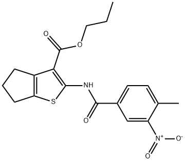 propyl 2-[(4-methyl-3-nitrobenzoyl)amino]-5,6-dihydro-4H-cyclopenta[b]thiophene-3-carboxylate Struktur