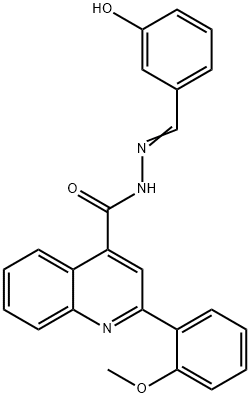 N-[(E)-(3-hydroxyphenyl)methylideneamino]-2-(2-methoxyphenyl)quinoline-4-carboxamide Struktur