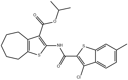 propan-2-yl 2-[(3-chloro-6-methyl-1-benzothiophene-2-carbonyl)amino]-5,6,7,8-tetrahydro-4H-cyclohepta[b]thiophene-3-carboxylate Struktur