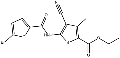 ethyl 5-[(5-bromofuran-2-carbonyl)amino]-4-cyano-3-methylthiophene-2-carboxylate Struktur