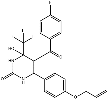 5-(4-fluorobenzoyl)-4-hydroxy-6-(4-prop-2-enoxyphenyl)-4-(trifluoromethyl)-1,3-diazinan-2-one Struktur