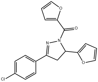 [5-(4-chlorophenyl)-3-(furan-2-yl)-3,4-dihydropyrazol-2-yl]-(furan-2-yl)methanone Struktur