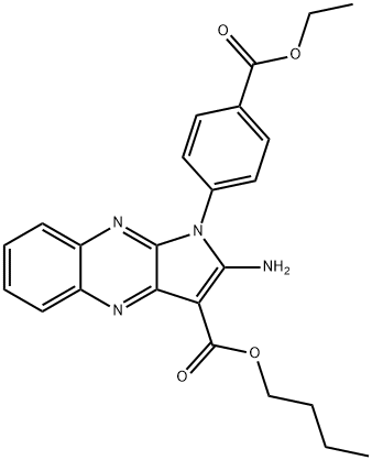 butyl 2-amino-1-(4-ethoxycarbonylphenyl)pyrrolo[3,2-b]quinoxaline-3-carboxylate Struktur