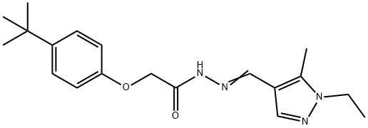 2-(4-tert-butylphenoxy)-N-[(E)-(1-ethyl-5-methylpyrazol-4-yl)methylideneamino]acetamide Struktur