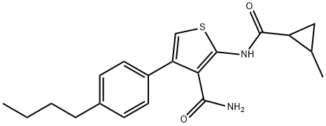 4-(4-butylphenyl)-2-[(2-methylcyclopropanecarbonyl)amino]thiophene-3-carboxamide Struktur