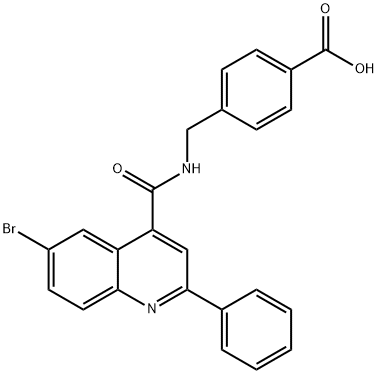 4-[[(6-bromo-2-phenylquinoline-4-carbonyl)amino]methyl]benzoic acid Struktur