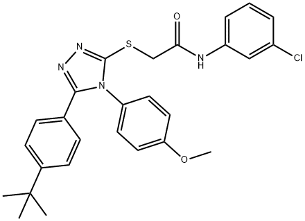 2-[[5-(4-tert-butylphenyl)-4-(4-methoxyphenyl)-1,2,4-triazol-3-yl]sulfanyl]-N-(3-chlorophenyl)acetamide Struktur