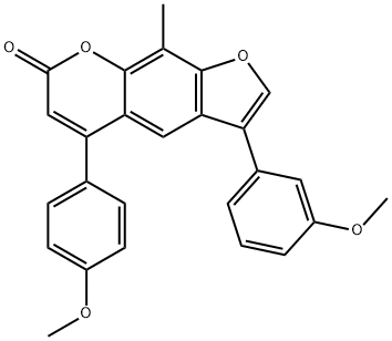 3-(3-methoxyphenyl)-5-(4-methoxyphenyl)-9-methylfuro[3,2-g]chromen-7-one Struktur