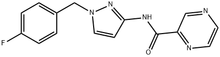 N-[1-[(4-fluorophenyl)methyl]pyrazol-3-yl]pyrazine-2-carboxamide Struktur