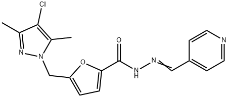 5-[(4-chloro-3,5-dimethylpyrazol-1-yl)methyl]-N-[(Z)-pyridin-4-ylmethylideneamino]furan-2-carboxamide Struktur