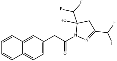 1-[3,5-bis(difluoromethyl)-5-hydroxy-4H-pyrazol-1-yl]-2-naphthalen-2-ylethanone Struktur