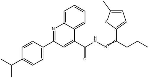 N-[(E)-1-(5-methylthiophen-2-yl)butylideneamino]-2-(4-propan-2-ylphenyl)quinoline-4-carboxamide Struktur