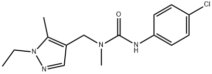 3-(4-chlorophenyl)-1-[(1-ethyl-5-methylpyrazol-4-yl)methyl]-1-methylurea Struktur