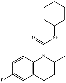 N-cyclohexyl-6-fluoro-2-methyl-3,4-dihydro-2H-quinoline-1-carboxamide Struktur