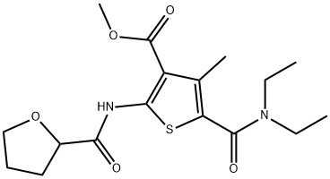 methyl 5-(diethylcarbamoyl)-4-methyl-2-(oxolane-2-carbonylamino)thiophene-3-carboxylate Struktur