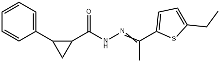 N-[(E)-1-(5-ethylthiophen-2-yl)ethylideneamino]-2-phenylcyclopropane-1-carboxamide Struktur