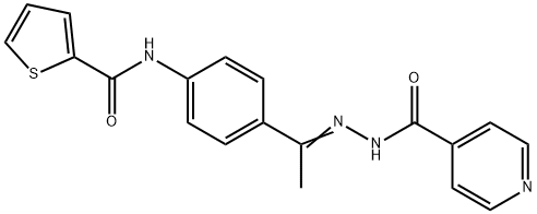 N-[(E)-1-[4-(thiophene-2-carbonylamino)phenyl]ethylideneamino]pyridine-4-carboxamide Struktur