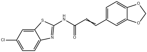 (E)-3-(1,3-benzodioxol-5-yl)-N-(6-chloro-1,3-benzothiazol-2-yl)prop-2-enamide Struktur