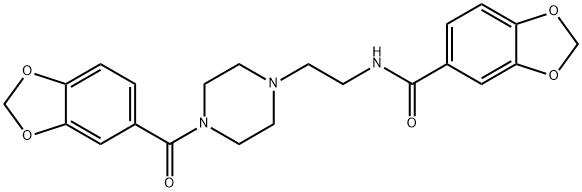 N-[2-[4-(1,3-benzodioxole-5-carbonyl)piperazin-1-yl]ethyl]-1,3-benzodioxole-5-carboxamide Struktur