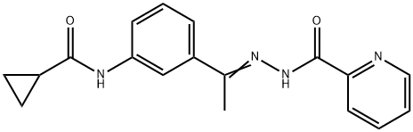 N-[(Z)-1-[3-(cyclopropanecarbonylamino)phenyl]ethylideneamino]pyridine-2-carboxamide Struktur