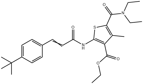 ethyl 2-[[(E)-3-(4-tert-butylphenyl)prop-2-enoyl]amino]-5-(diethylcarbamoyl)-4-methylthiophene-3-carboxylate Struktur