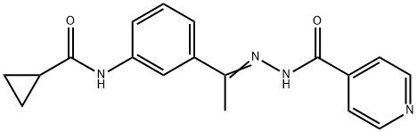 N-[(Z)-1-[3-(cyclopropanecarbonylamino)phenyl]ethylideneamino]pyridine-4-carboxamide Struktur