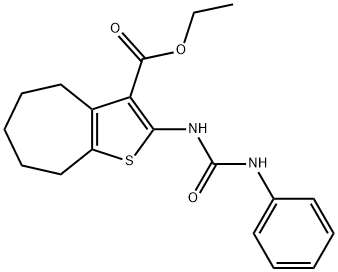 ethyl 2-(phenylcarbamoylamino)-5,6,7,8-tetrahydro-4H-cyclohepta[b]thiophene-3-carboxylate Struktur