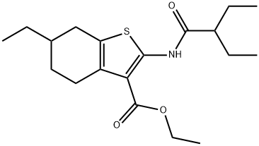 ethyl 6-ethyl-2-(2-ethylbutanoylamino)-4,5,6,7-tetrahydro-1-benzothiophene-3-carboxylate Struktur