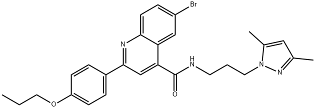 6-bromo-N-[3-(3,5-dimethylpyrazol-1-yl)propyl]-2-(4-propoxyphenyl)quinoline-4-carboxamide Struktur