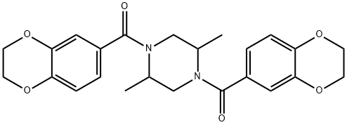 [4-(2,3-dihydro-1,4-benzodioxine-6-carbonyl)-2,5-dimethylpiperazin-1-yl]-(2,3-dihydro-1,4-benzodioxin-6-yl)methanone Struktur