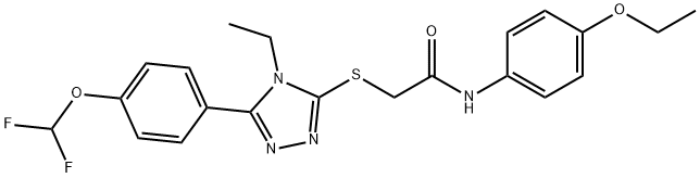 2-[[5-[4-(difluoromethoxy)phenyl]-4-ethyl-1,2,4-triazol-3-yl]sulfanyl]-N-(4-ethoxyphenyl)acetamide Struktur