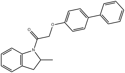 1-(2-methyl-2,3-dihydroindol-1-yl)-2-(4-phenylphenoxy)ethanone Struktur