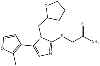 2-[[5-(2-methylfuran-3-yl)-4-(oxolan-2-ylmethyl)-1,2,4-triazol-3-yl]sulfanyl]acetamide Struktur