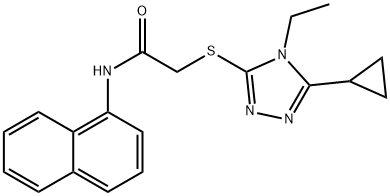 2-[(5-cyclopropyl-4-ethyl-1,2,4-triazol-3-yl)sulfanyl]-N-naphthalen-1-ylacetamide Struktur