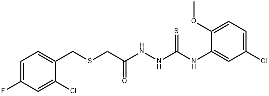 1-[[2-[(2-chloro-4-fluorophenyl)methylsulfanyl]acetyl]amino]-3-(5-chloro-2-methoxyphenyl)thiourea Struktur