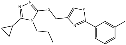 4-[(5-cyclopropyl-4-propyl-1,2,4-triazol-3-yl)sulfanylmethyl]-2-(3-methylphenyl)-1,3-thiazole Struktur