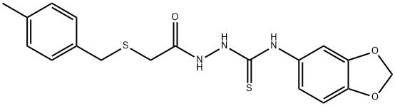 1-(1,3-benzodioxol-5-yl)-3-[[2-[(4-methylphenyl)methylsulfanyl]acetyl]amino]thiourea Struktur