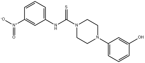 4-(3-hydroxyphenyl)-N-(3-nitrophenyl)piperazine-1-carbothioamide Struktur