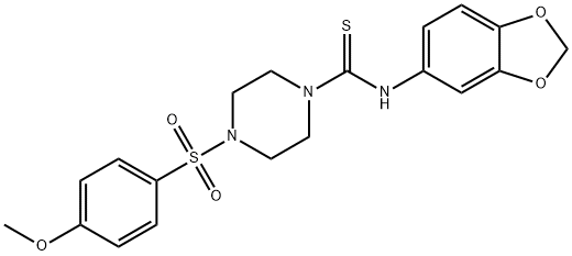 N-(1,3-benzodioxol-5-yl)-4-(4-methoxyphenyl)sulfonylpiperazine-1-carbothioamide Struktur