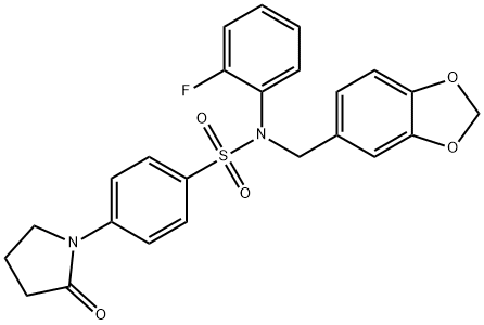 N-(1,3-benzodioxol-5-ylmethyl)-N-(2-fluorophenyl)-4-(2-oxopyrrolidin-1-yl)benzenesulfonamide Struktur