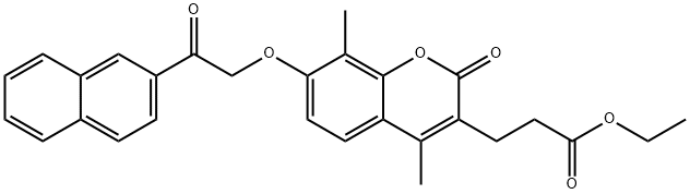 ethyl 3-[4,8-dimethyl-7-(2-naphthalen-2-yl-2-oxoethoxy)-2-oxochromen-3-yl]propanoate Struktur